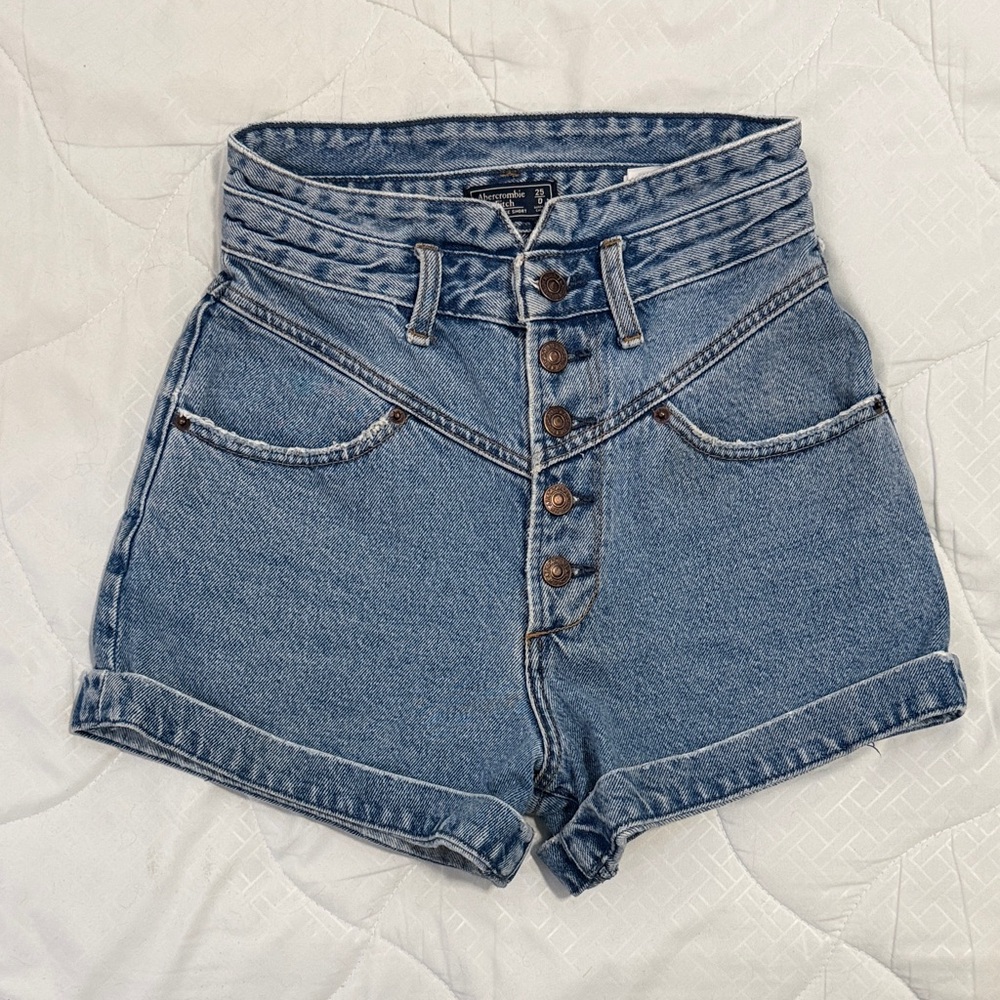 Abercrombie & Fitch High-Waisted Blue Denim Shorts